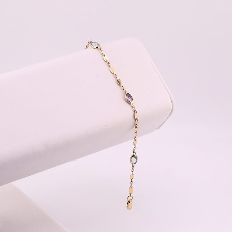 Pulsera con Piedras Colores 14K 2.4g 17.5cm